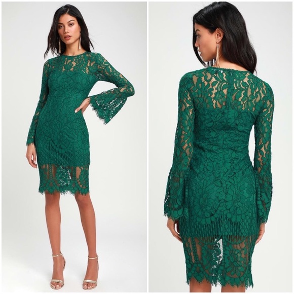 Lulus Dresses & Skirts - Lulu’s forest green lace dress